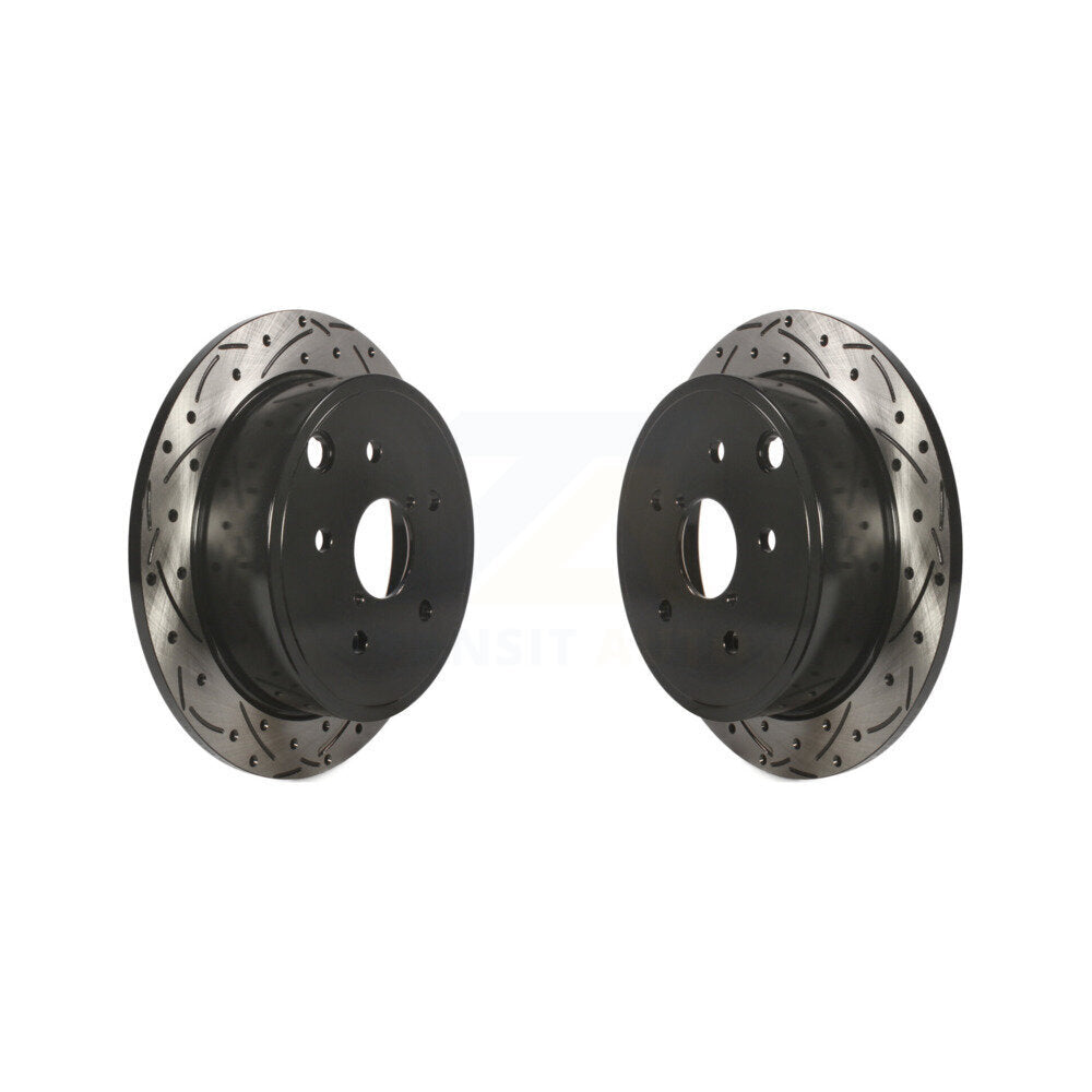 Coated Drilled Slotted Disc Brake Rotors Rear Pair For Subaru WRX