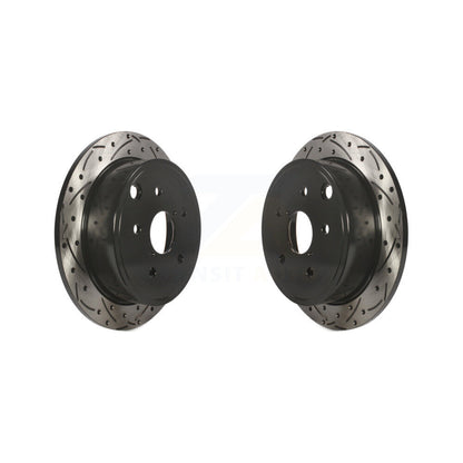 Coated Drilled Slotted Disc Brake Rotors Rear Pair For Subaru WRX