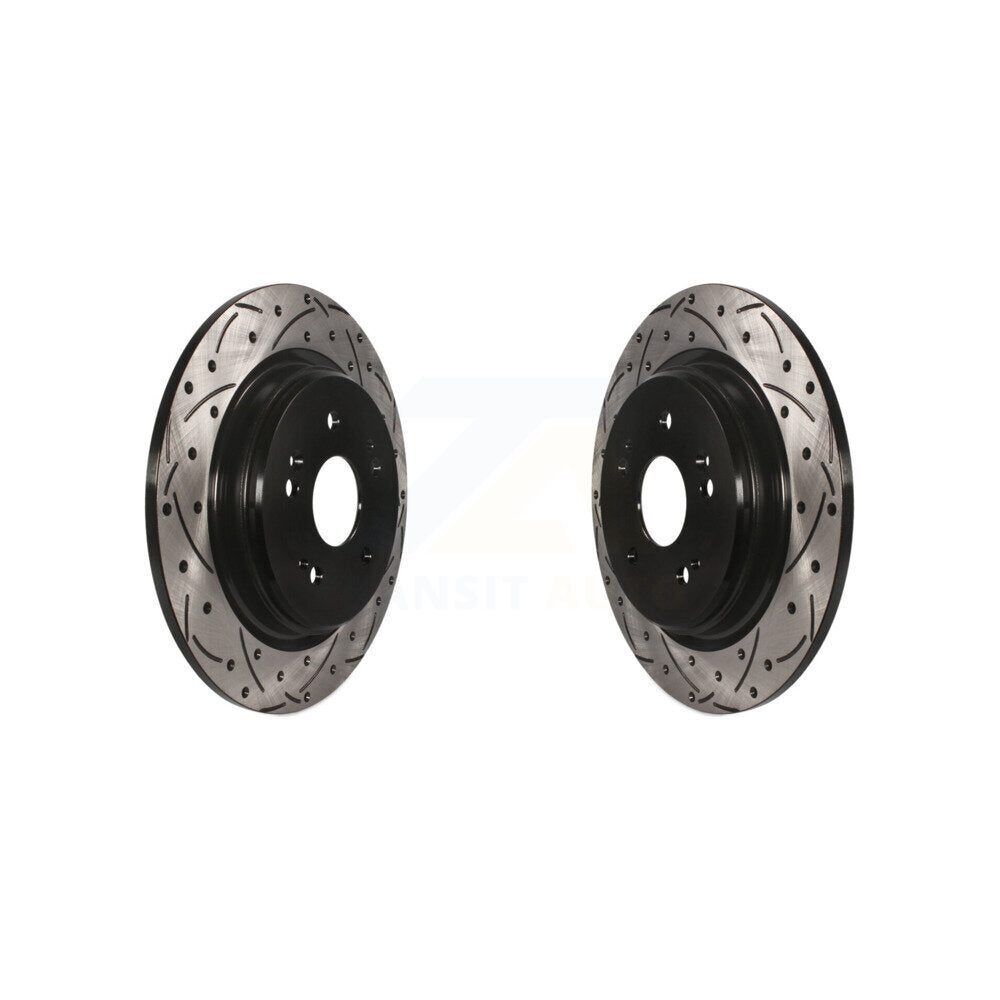 Coated Drilled Slotted Disc Brake Rotors Rear Pair For Honda CR-V Acura TLX
