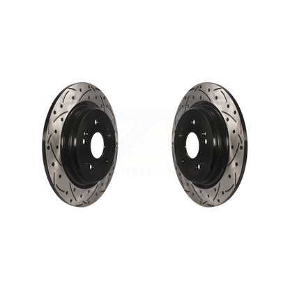 Coated Drilled Slotted Disc Brake Rotors Rear Pair For Honda CR-V Acura TLX