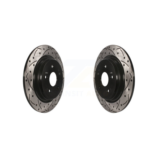 Coated Drilled Slotted Disc Brake Rotors Rear Pair For Honda CR-V Acura TLX