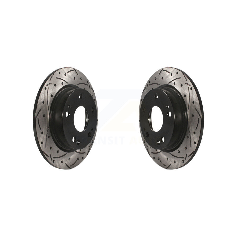 Coated Drilled Slotted Disc Brake Rotors Rear Pair For Honda Civic Insight