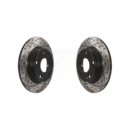 Coated Drilled Slotted Disc Brake Rotors Rear Pair For Honda Civic Insight
