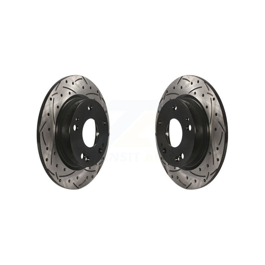 Coated Drilled Slotted Disc Brake Rotors Rear Pair For Honda Civic Insight