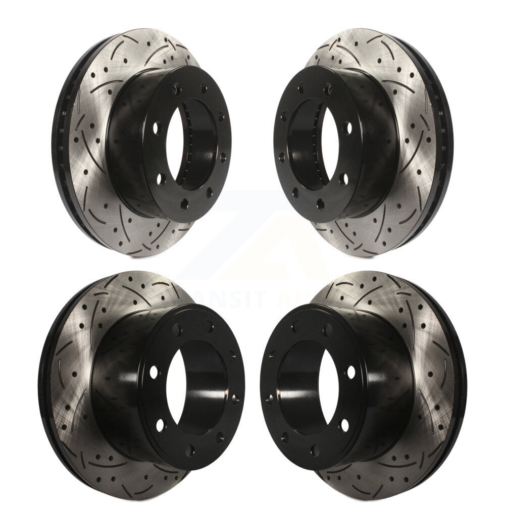 Coat Drill Slot Disc Brake Rotors Front Rear Kit For Ford F-350 Super Duty F-250