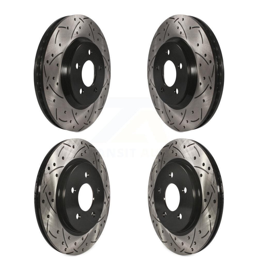 Coated Drilled Slotted Disc Brake Rotors Front Rear Kit For Ford Mustang