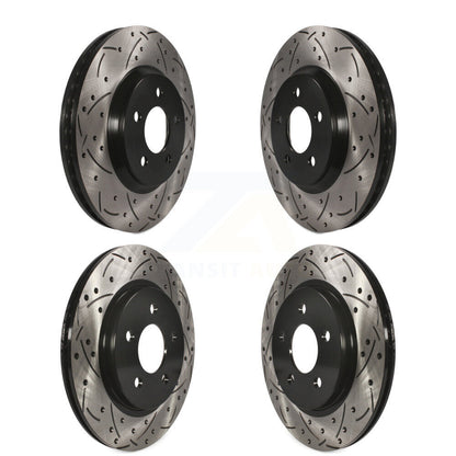 Coated Drilled Slotted Disc Brake Rotors Front Rear Kit For Ford Mustang