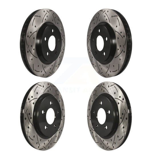 Coated Drilled Slotted Disc Brake Rotors Front Rear Kit For Ford Mustang
