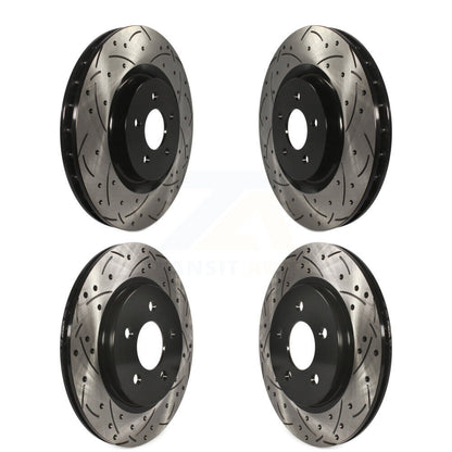 Coated Drilled Slotted Disc Brake Rotors Front Rear Kit For Ford Mustang