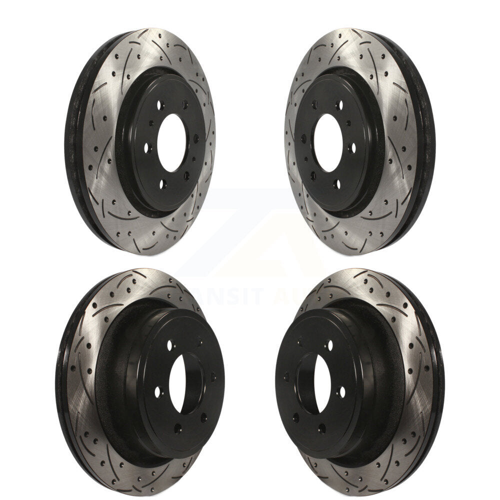 Coated Drilled Slotted Disc Brake Rotors Front Rear Kit For Ford F-150