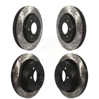 Coated Drilled Slotted Disc Brake Rotors Front Rear Kit For Ford F-150
