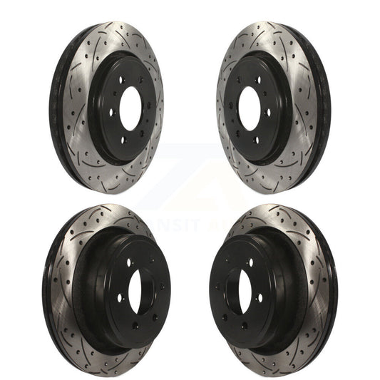 Coated Drilled Slotted Disc Brake Rotors Front Rear Kit For Ford F-150