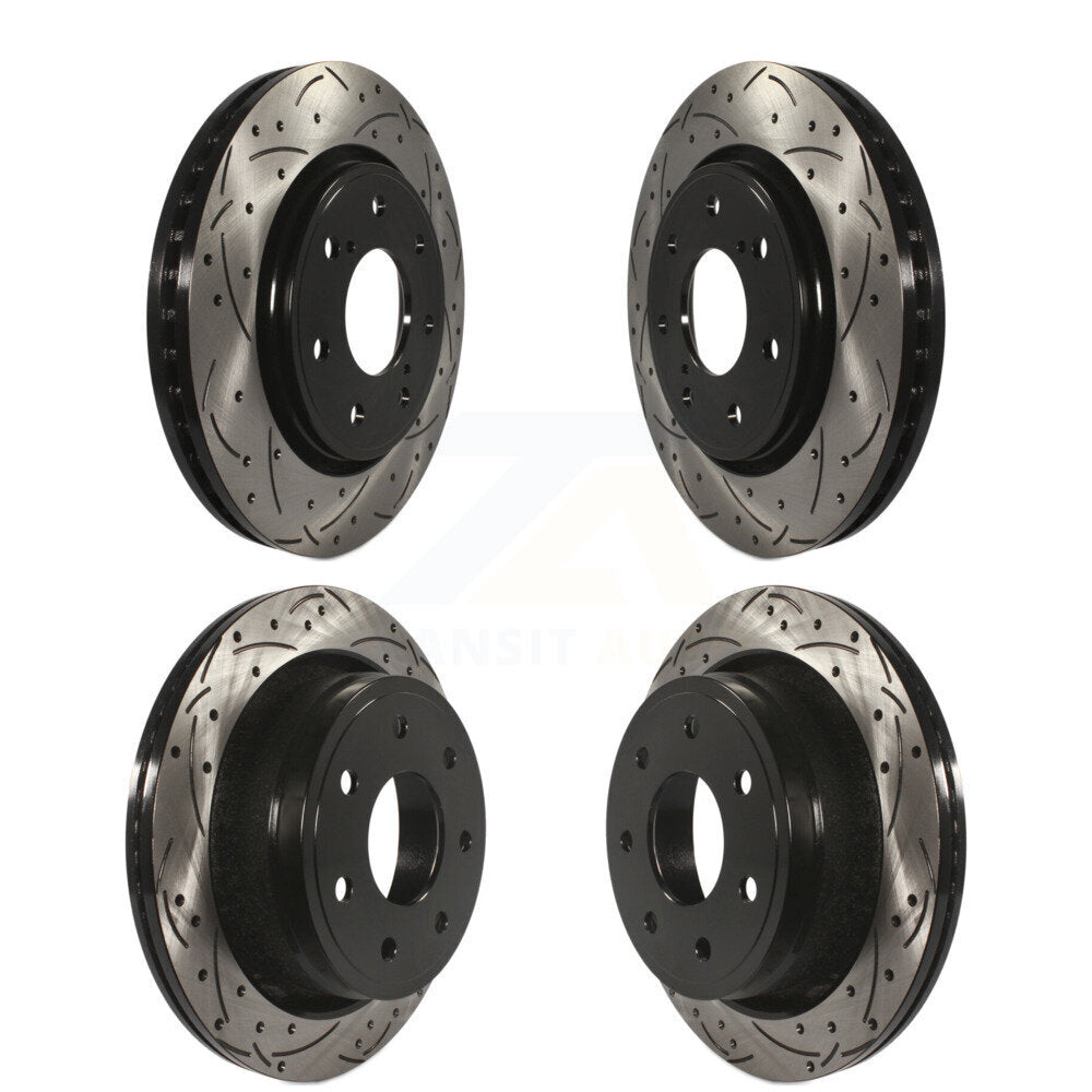 Drill Slot Brake Rotor Front Rear Kit For 2012-2014 Ford F-150 With 7 Lug Wheels