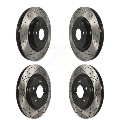 Coated Drilled Slotted Disc Brake Rotors Front Rear Kit For Ford Mustang
