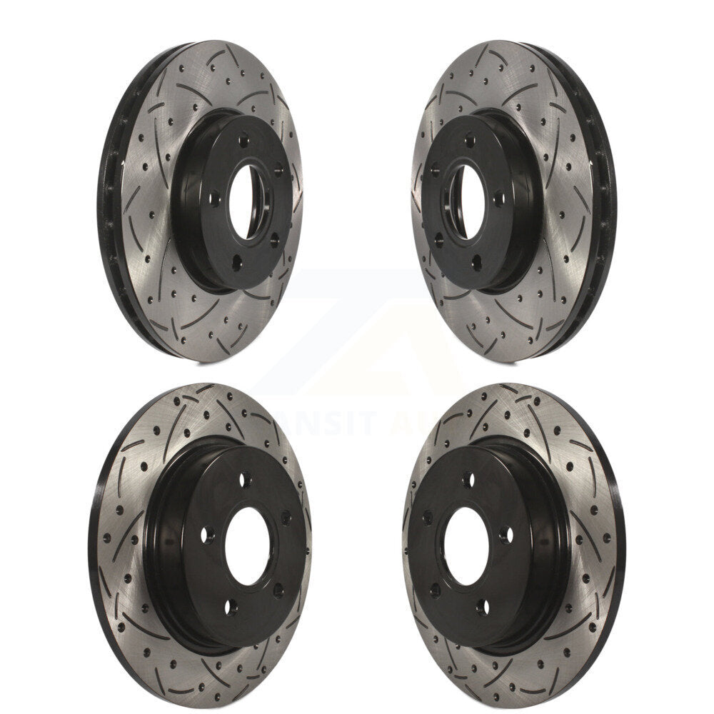 Coated Drilled Slotted Disc Brake Rotors Front Rear Kit For Ford Focus