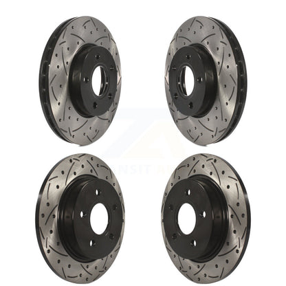 Coated Drilled Slotted Disc Brake Rotors Front Rear Kit For Ford Focus