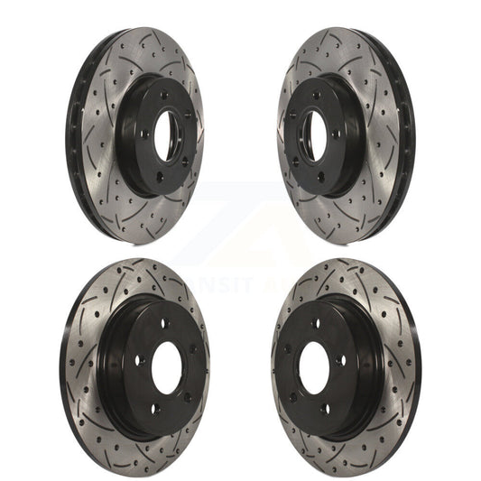 Coated Drilled Slotted Disc Brake Rotors Front Rear Kit For Ford Focus