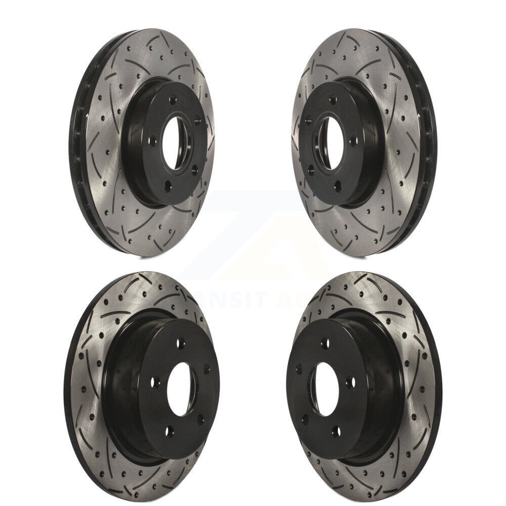Coated Drilled Slotted Disc Brake Rotors Front Rear Kit For Ford C-Max