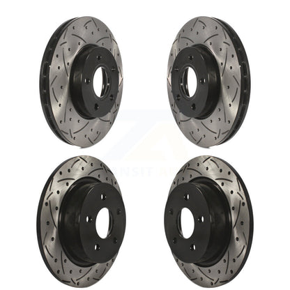Coated Drilled Slotted Disc Brake Rotors Front Rear Kit For Ford C-Max