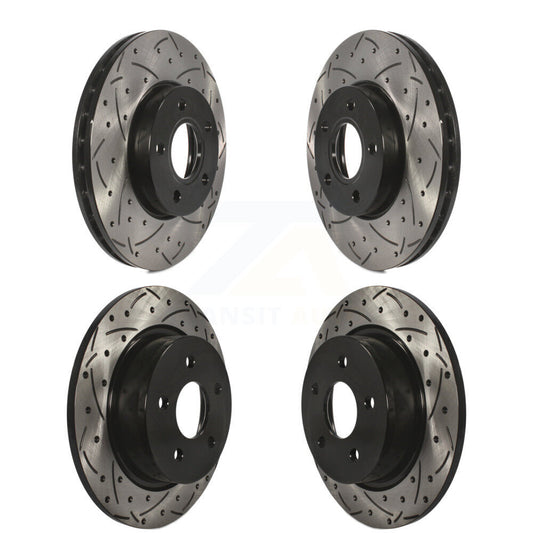 Coated Drilled Slotted Disc Brake Rotors Front Rear Kit For Ford C-Max