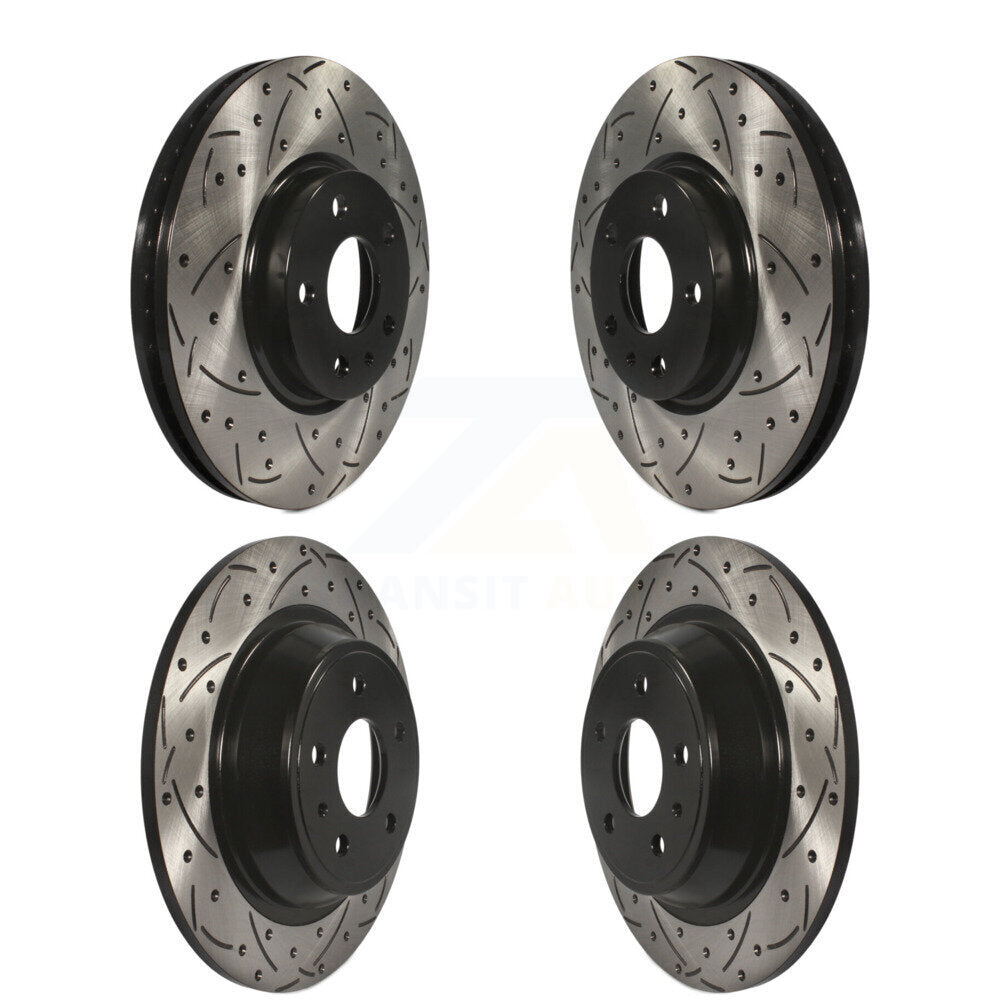 Coated Drilled Slot Disc Brake Rotors Front Rear Kit For Ford Fusion Lincoln MKZ