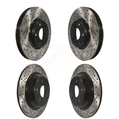 Coated Drilled Slot Disc Brake Rotors Front Rear Kit For Ford Fusion Lincoln MKZ