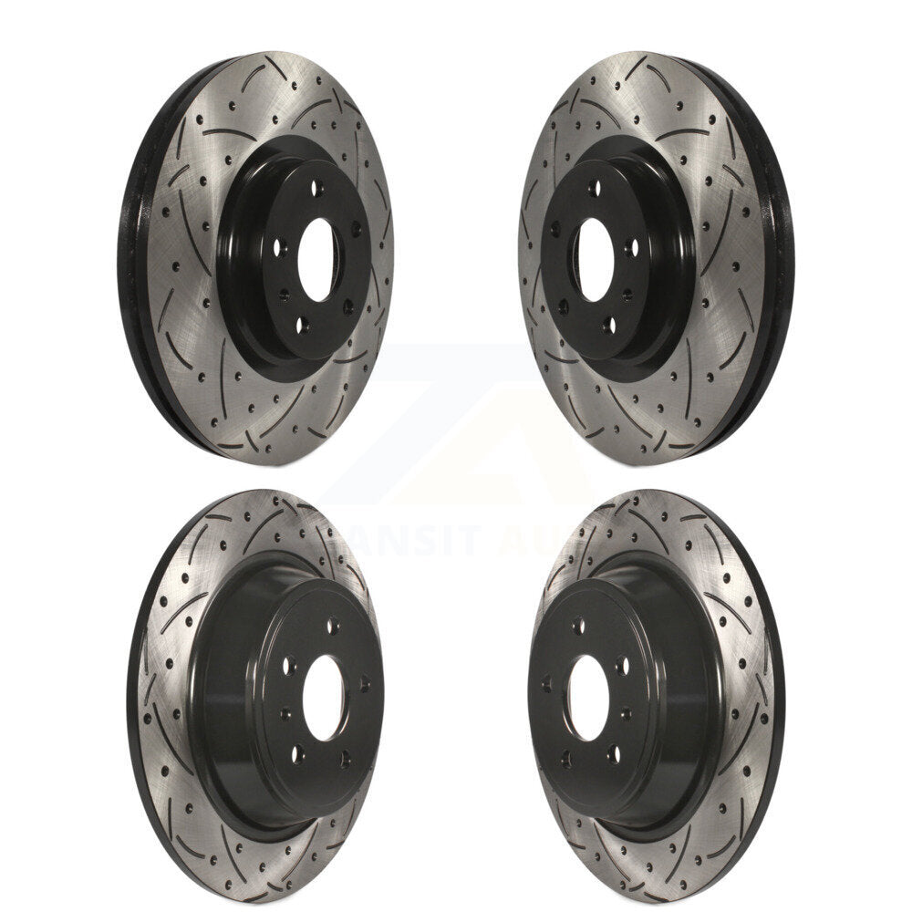 Coated Drilled Slot Disc Brake Rotors Front Rear Kit For Ford Fusion Lincoln MKZ