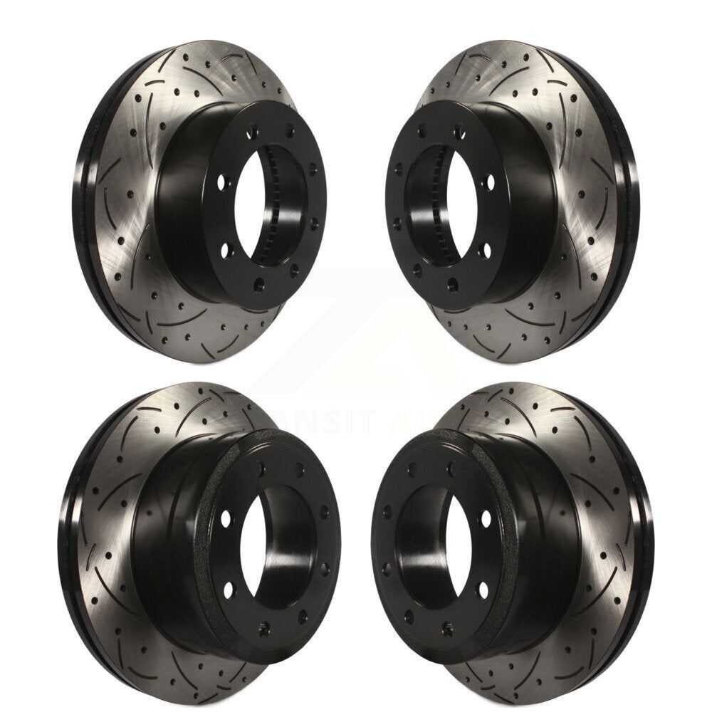 Drilled Slot Disc Brake Rotor Front Rear Kit For Ford F-250 Super Duty F-350 4WD