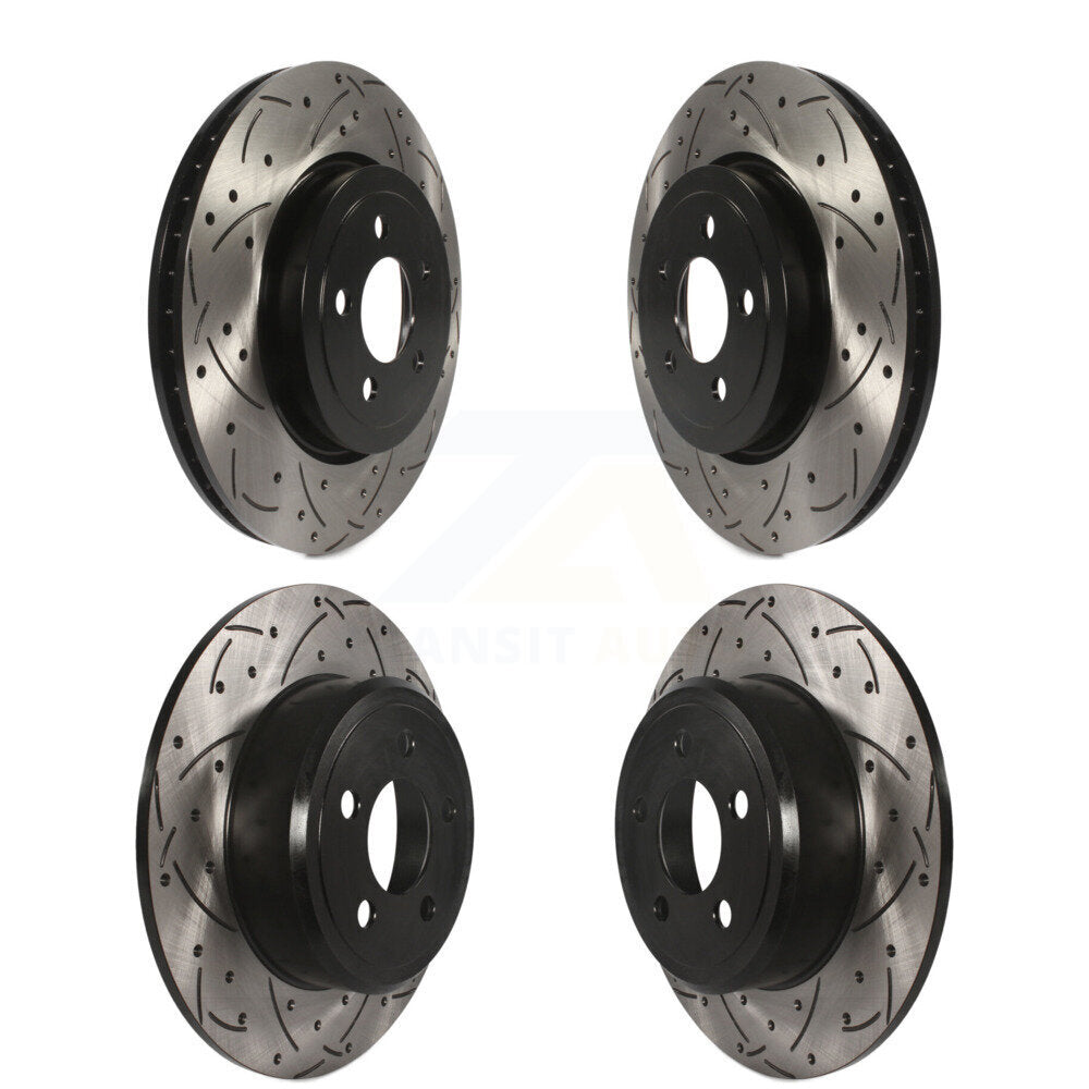 Coated Drill Slot Disc Brake Rotor Front Rear Kit For Chrysler 300 Dodge Charger