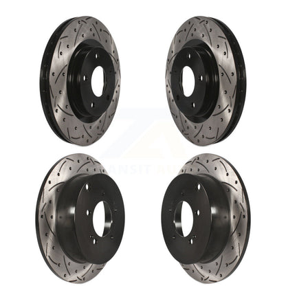 Coated Drilled Slotted Disc Brake Rotors Front Rear Kit For Mitsubishi Outlander