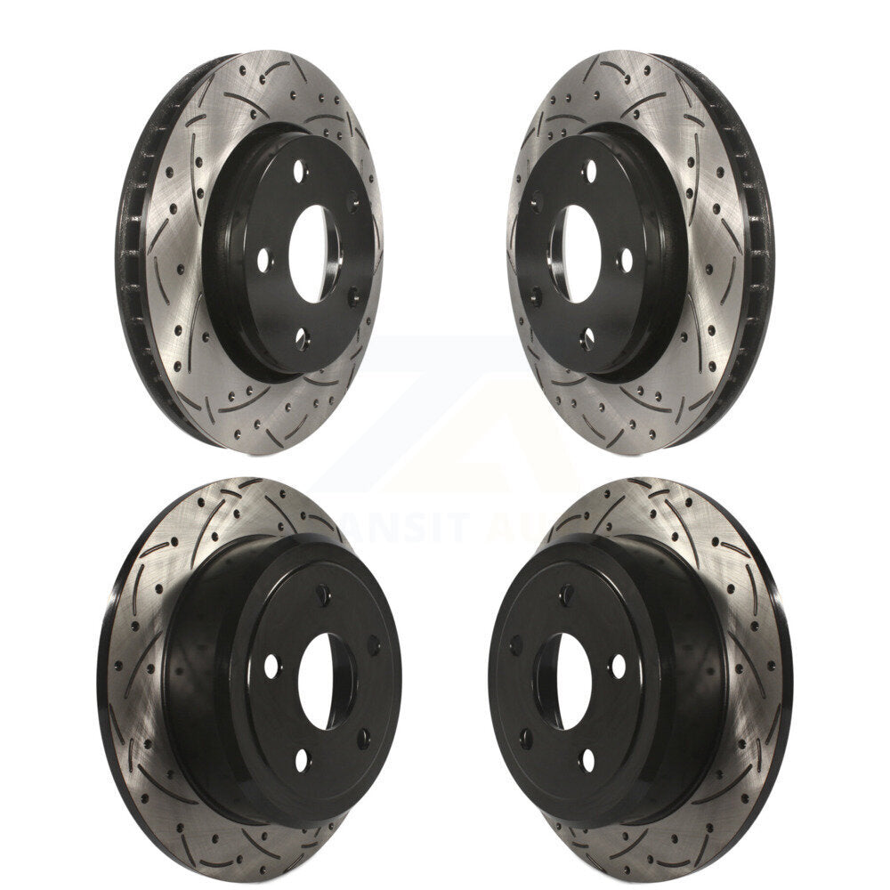 Coated Drilled Slotted Disc Brake Rotors Front Rear Kit For Jeep Wrangler JK