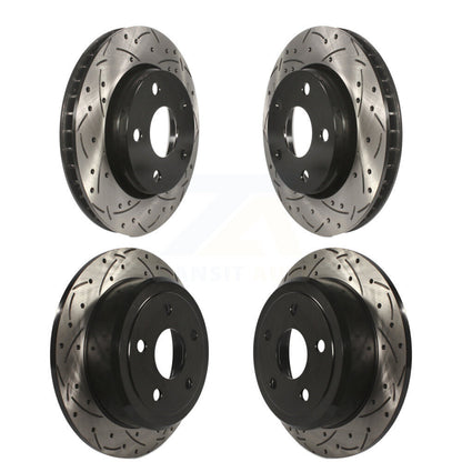 Coated Drilled Slotted Disc Brake Rotors Front Rear Kit For Jeep Wrangler JK