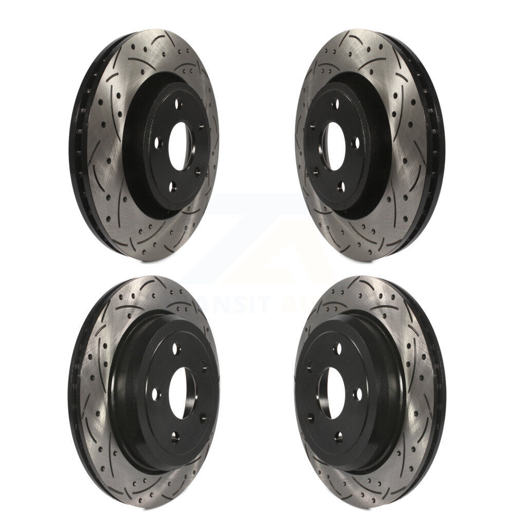 Coated Drilled Slot Disc Brake Rotors Front Rear Kit For Jeep Grand Cherokee WK