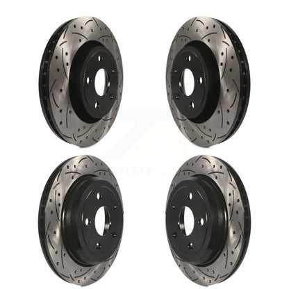 Coated Drilled Slot Disc Brake Rotors Front Rear Kit For Jeep Grand Cherokee WK