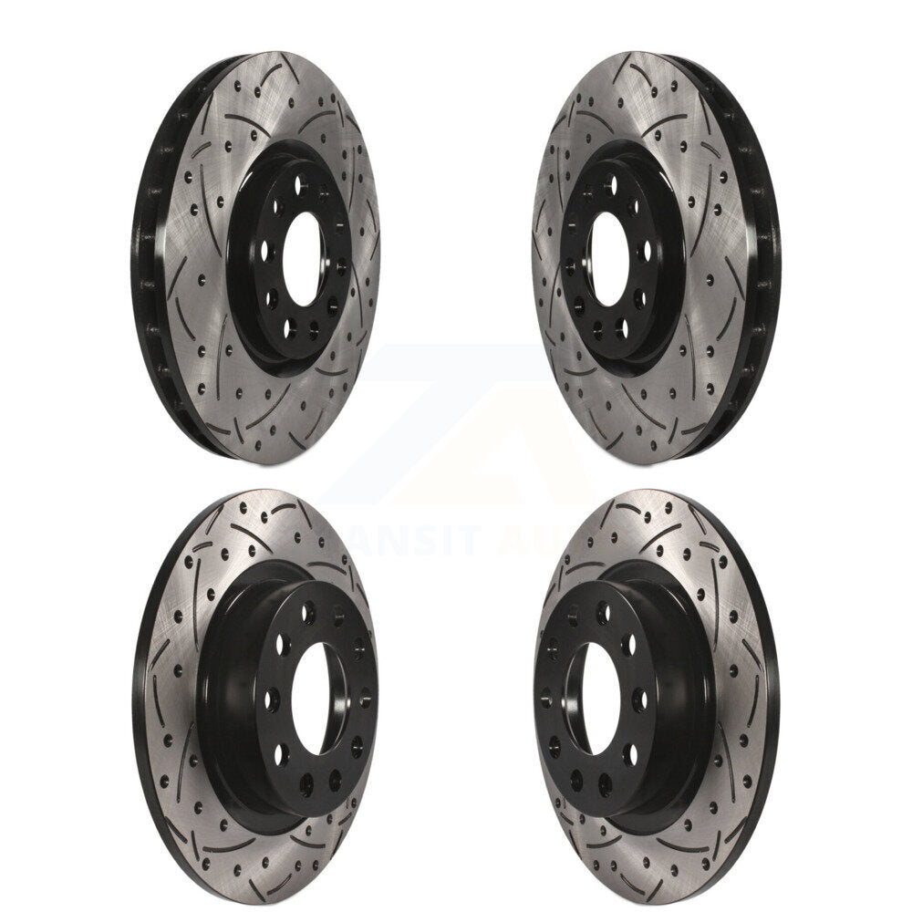 Coated Drilled Slotted Disc Brake Rotors Front Rear Kit For 2013-2016 Dodge Dart