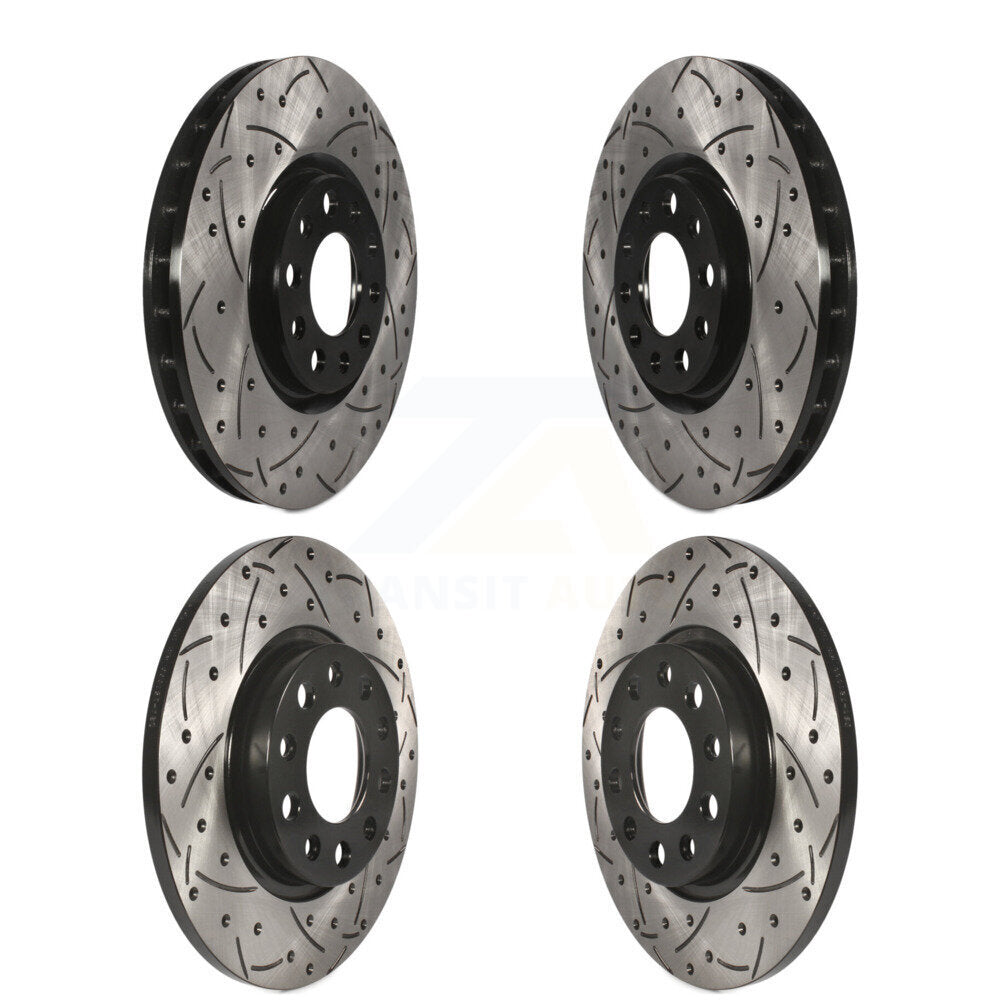 Coated Drilled Slotted Disc Brake Rotors Front Rear Kit For Chrysler 200
