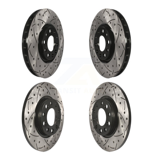 Coated Drilled Slotted Disc Brake Rotors Front Rear Kit For Chrysler 200