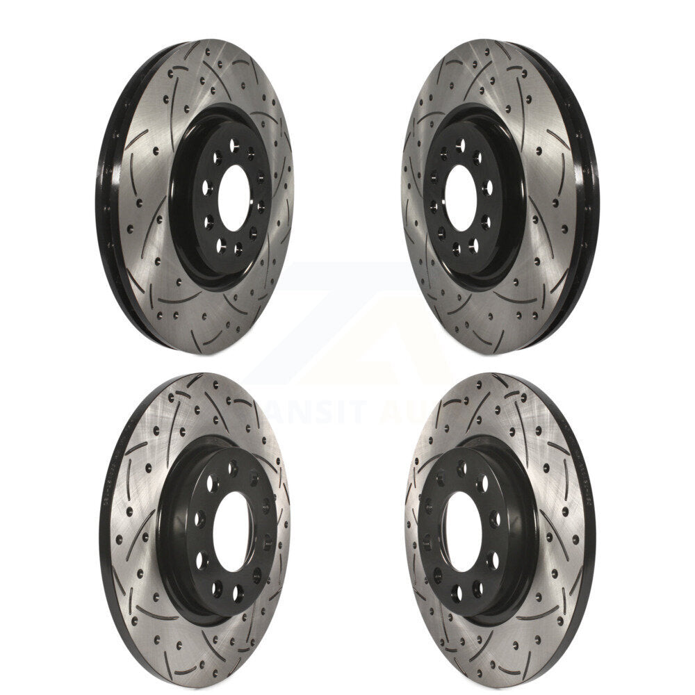 Coated Drill Slot Disc Brake Rotor Front Rear Kit For Jeep Cherokee Chrysler 200