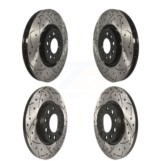 Coated Drill Slot Disc Brake Rotor Front Rear Kit For Jeep Cherokee Chrysler 200