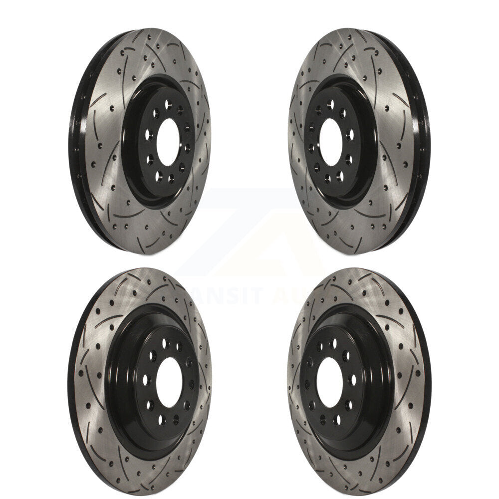 Coated Drilled Slotted Disc Brake Rotors Front Rear Kit For Jeep Cherokee