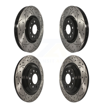 Coated Drilled Slotted Disc Brake Rotors Front Rear Kit For Jeep Cherokee