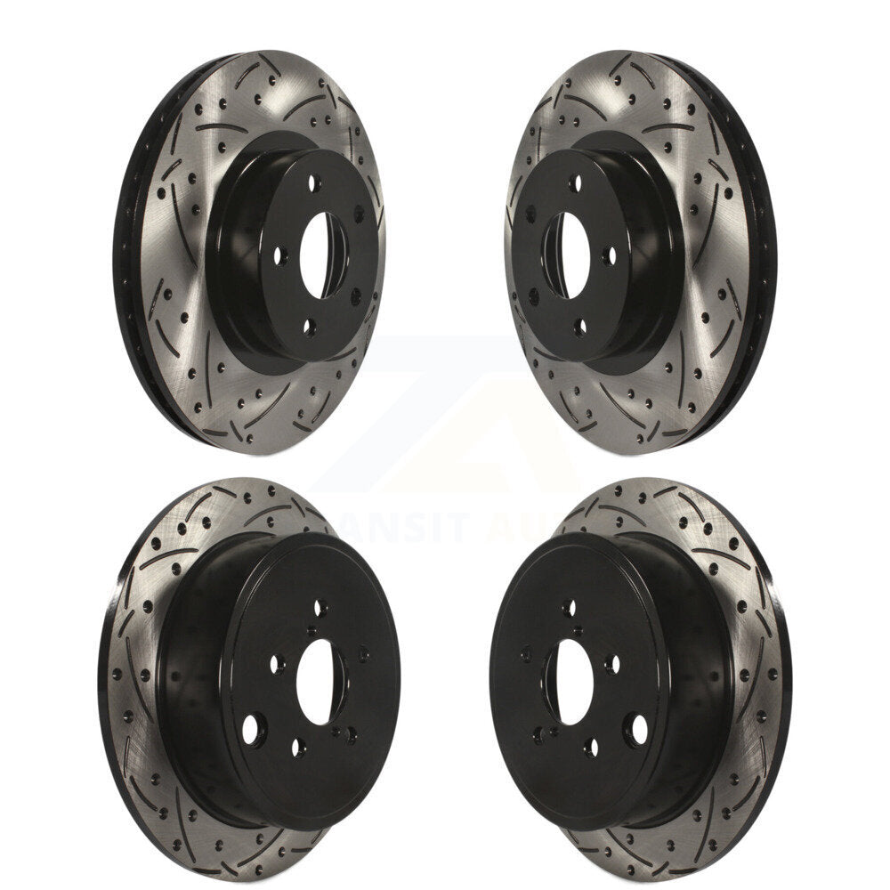 Coated Drilled Slotted Disc Brake Rotors Front Rear Kit For Subaru Impreza