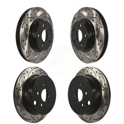 Coated Drilled Slotted Disc Brake Rotors Front Rear Kit For Subaru Impreza