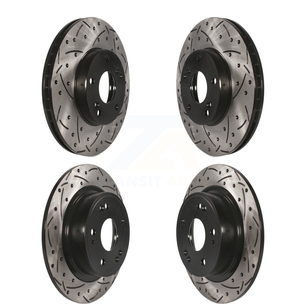 Coated Drilled Slotted Disc Brake Rotors Front Rear Kit For Honda Accord