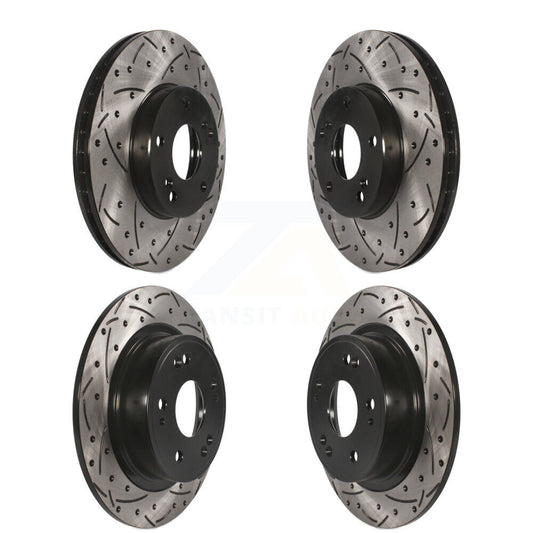 Coated Drilled Slotted Disc Brake Rotors Front Rear Kit For Honda Accord