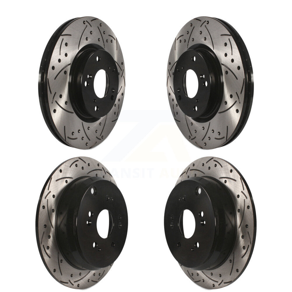 Coated Drilled Slotted Disc Brake Rotors Front Rear Kit For 2005-2006 Honda CR-V