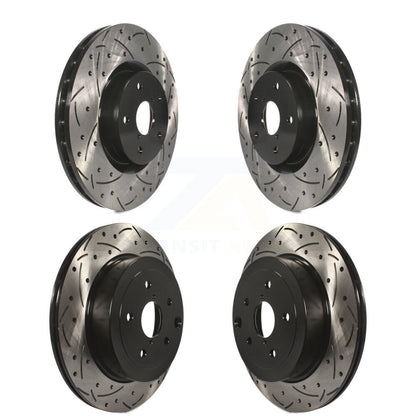 Coated Drilled Slot Disc Brake Rotors Front Rear Kit For Subaru Impreza WRX STI