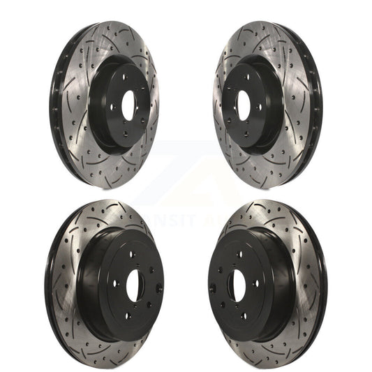 Coated Drilled Slot Disc Brake Rotors Front Rear Kit For Subaru Impreza WRX STI