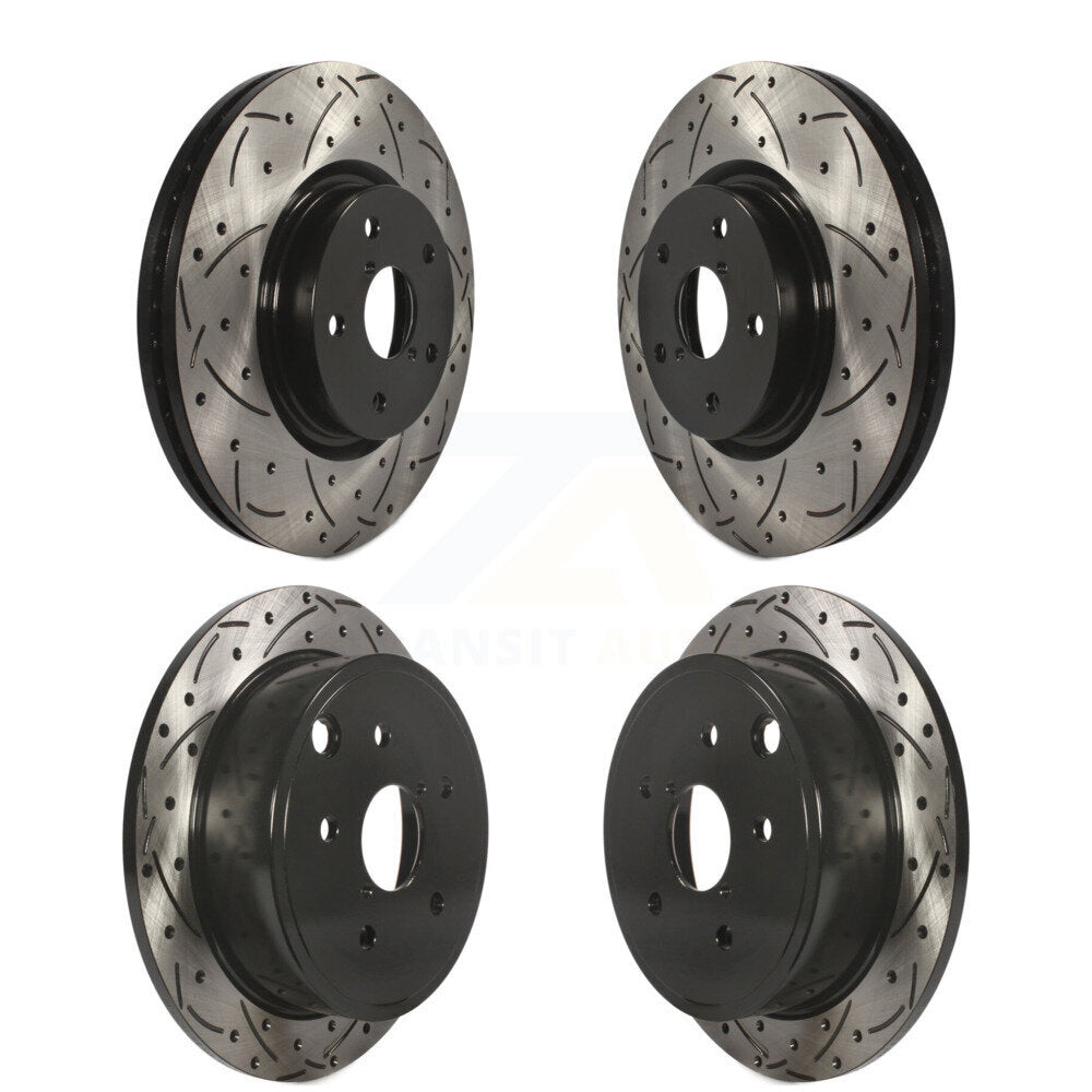 Coated Drilled Slotted Disc Brake Rotors Front Rear Kit For Subaru WRX