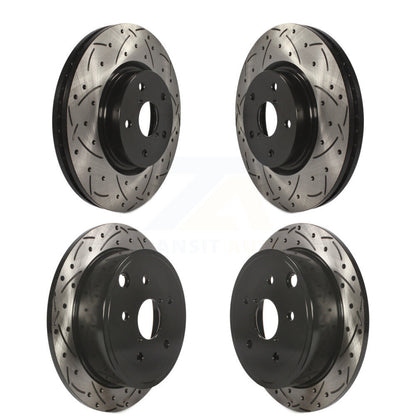 Coated Drilled Slotted Disc Brake Rotors Front Rear Kit For Subaru WRX